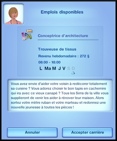 6 sims 3 ambition profession independante concepteur architecture opportunite emploi architecture