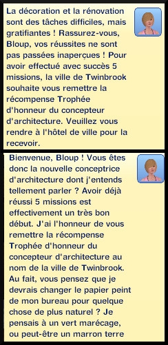 33 sims 3 ambition profession independante concepteur architecture trophee honneur message