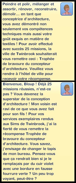 35 sims 3 ambition profession independante concepteur architecture trophee bravoure message