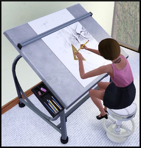 38 sims 3 ambition profession independante concepteur architecture table dessin chercher concept architecture idee action