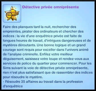 1 sims 3 ambition enqueteur souhait long terme detective prive omnipresent