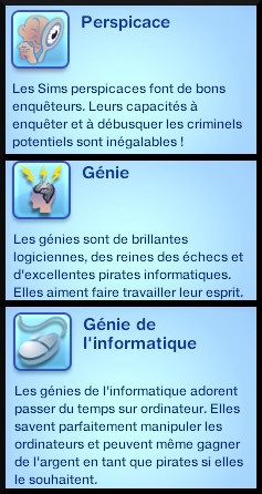 2 sims 3 ambition enqueteur trait caractere perspicace genie informatique