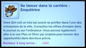 3 sims 3 ambition enqueteur souhait se lancer carriere