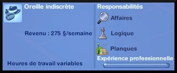 7 sims 3 ambition enqueteur panneau carriere progression