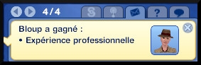 14 sims 3 ambition enqueteur message gain experience professionnelle