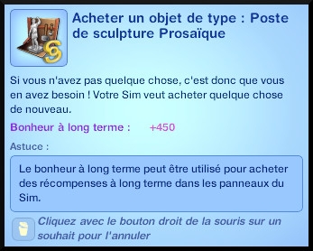 8 sims 3 ambition sculpture souhait acheter poste prosaique