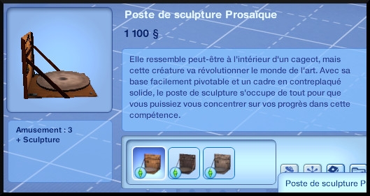 9 sims 3 ambition sculpture mode achat poste prosaique