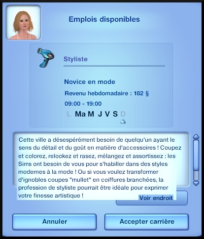 16 sims 3 ambition carriere styliste tatoueur opportunite emploi