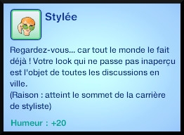 45 sims 3 ambition carriere styliste tatoueur moodlet niveau 10 stylee