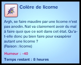 moodlet colère de la licorne