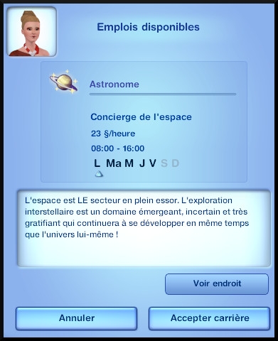 3 sims 3 en route vers le futur carriere astronome message début carriere