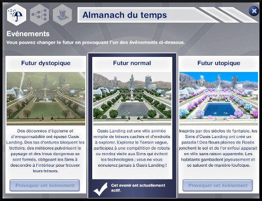 8 sims 3 en route vers le futur oasis landing intro almanach du temps utopique dystopique normal