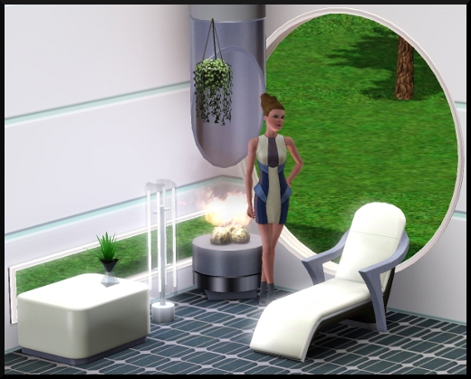 21 sims 3 en route vers le futur CAS objets cheminée fenetre ronde chaise longue table basse