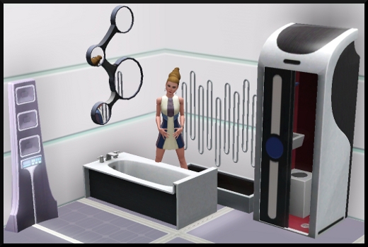 25 sims 3 en route vers le futur CAS objets douche sonique baignoire miroir tout en un