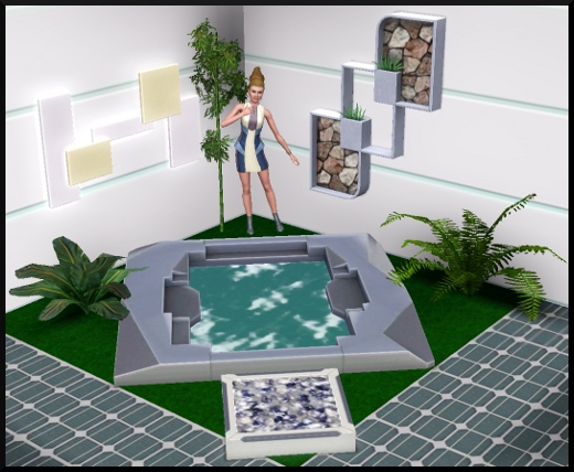 26 sims 3 en route vers le futur CAS objets bain à remous jacuzzi plante intérieur tapis vert