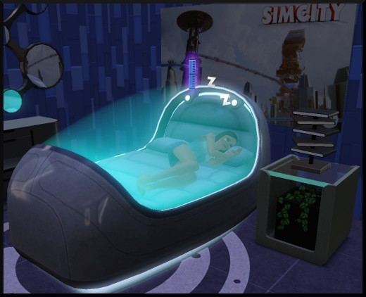 43 sims 3 en route vers le futur CAS objets lit distributeur de reve sim qui dort