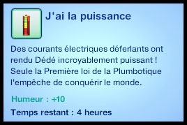 10 sims 3 en route vers le futur plumbot moodlet j'ai de la puissance batteire chargée