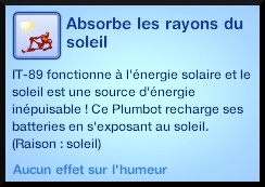 62 sims 3 en route vers le futur plumbot energie solaire moodlet absorbe rayon soleil