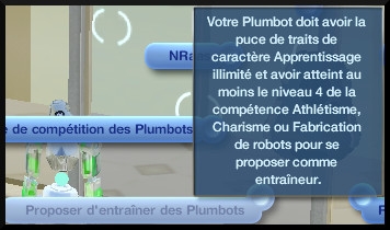 30 sims 3 en route vers le futur competition robot carriere stade robot interaction proposer entrainer plumbot