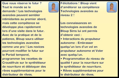 5 sims 3 en route vers le futur competence technologies avancees niveau 1 2 message