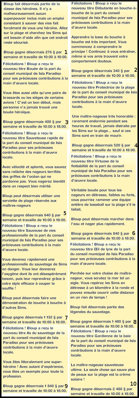 sims 3 ile de reve maitre nageur profession