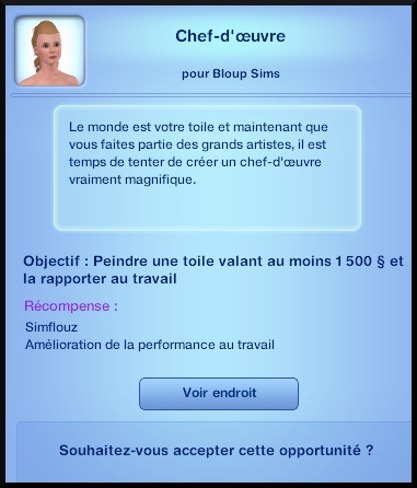 15  sims 3 universite carriere agent sportif concepteur jeux video expert art opportunite formation artistique avancee chef d'oeuvre 1500§