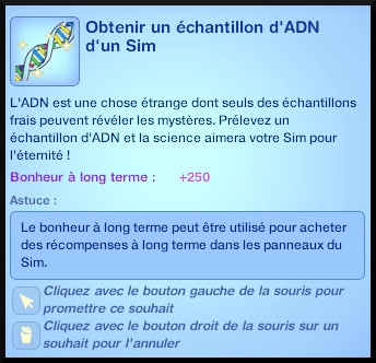 49 sims 3 universite competence science souhait obtenir echantillon adn
