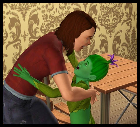 enfant végésims et parent sims enlacer