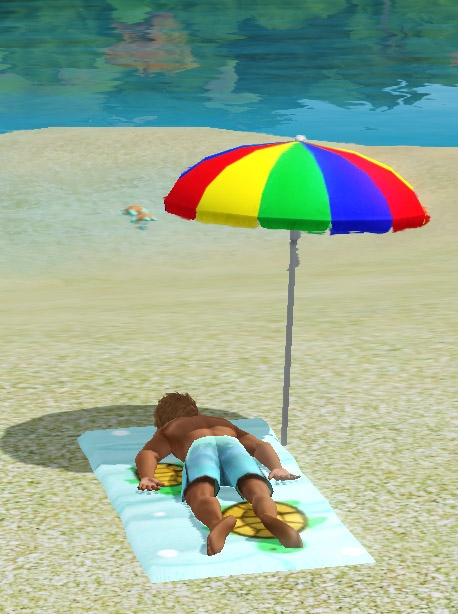 Sims 3 Île de rêve bronzer plage serviette