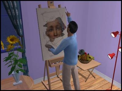 montsimpa sims 2 famille dourève darren peinture tableau atelier artiste