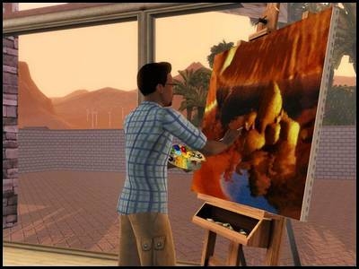 lucky palms monde sims 3 darren dourève peinture artiste tableau