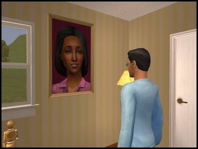 montsimpa sims 2 famille dourève darren darlène portrait tableau regarder