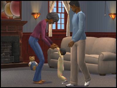 montsimpa sims 2 famille dourève darren darlène dirk bambin apprendre marche