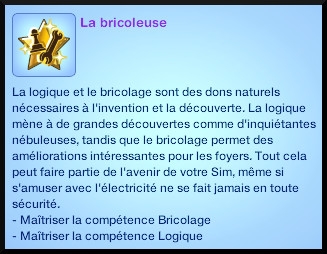 2 sims 3 competence bricolage souhait long terme bricoleur