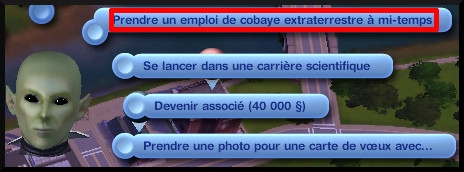 21 sims 3 carriere mi temps cobaye extraterrestre interaction prendre emploi