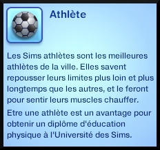 3 sims 3 competence atlhetisme trait caractere atlhete