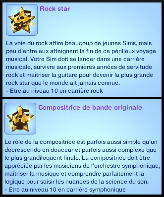 2 sims 3 competence guitare carriere musicale souhait à long terme compositeur de bandes originales rockstar