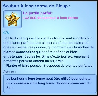 22 sims 3 competence jardinage souhait à long terme bonheur parfait