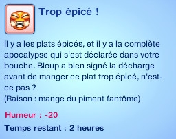 Sims 3 compétence jardinage moodlet piment trop épicé