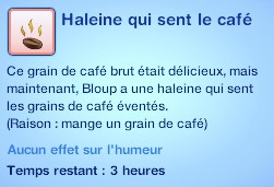 Sims 3 compétence jardinage moodlet haleine café graine café