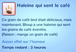 Sims 3 compétence jardinage moodlet haleine café graine café