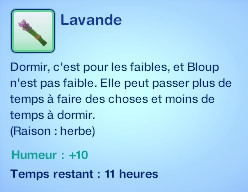 Sims 3 compétence jardinage moodlet lavande