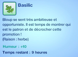 Sims 3 compétence jardinage moodlet basilic