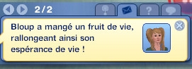 Sims 3 compétence jardinage moodlet message fruit de vie esperance de vie rallongée