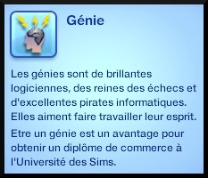 1 sims 3 competence logique trait caractere genie