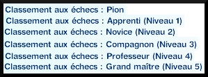 37 sims 3 competence logique partie echec classee classement niveau maitre des echecs