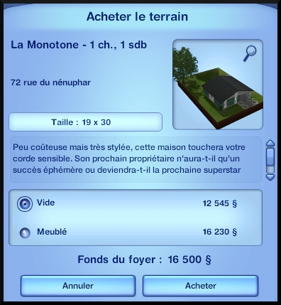 16 sims 3 generalite demarrer s'installer choix maison