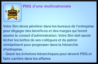 18 sims 3 carriere journalisme affaires souhait long terme pdg multinationale