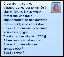 34 sims 3 carriere sportif militaire message fin seance autographes