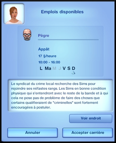 6 sims 3 jeu de base carriere politique pegre opportunite emploi appat